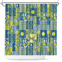 Palau Ungil Kurismas Shower Curtain Pacific Patchwork Xmas Vibes LT9 Green - Polynesian Pride