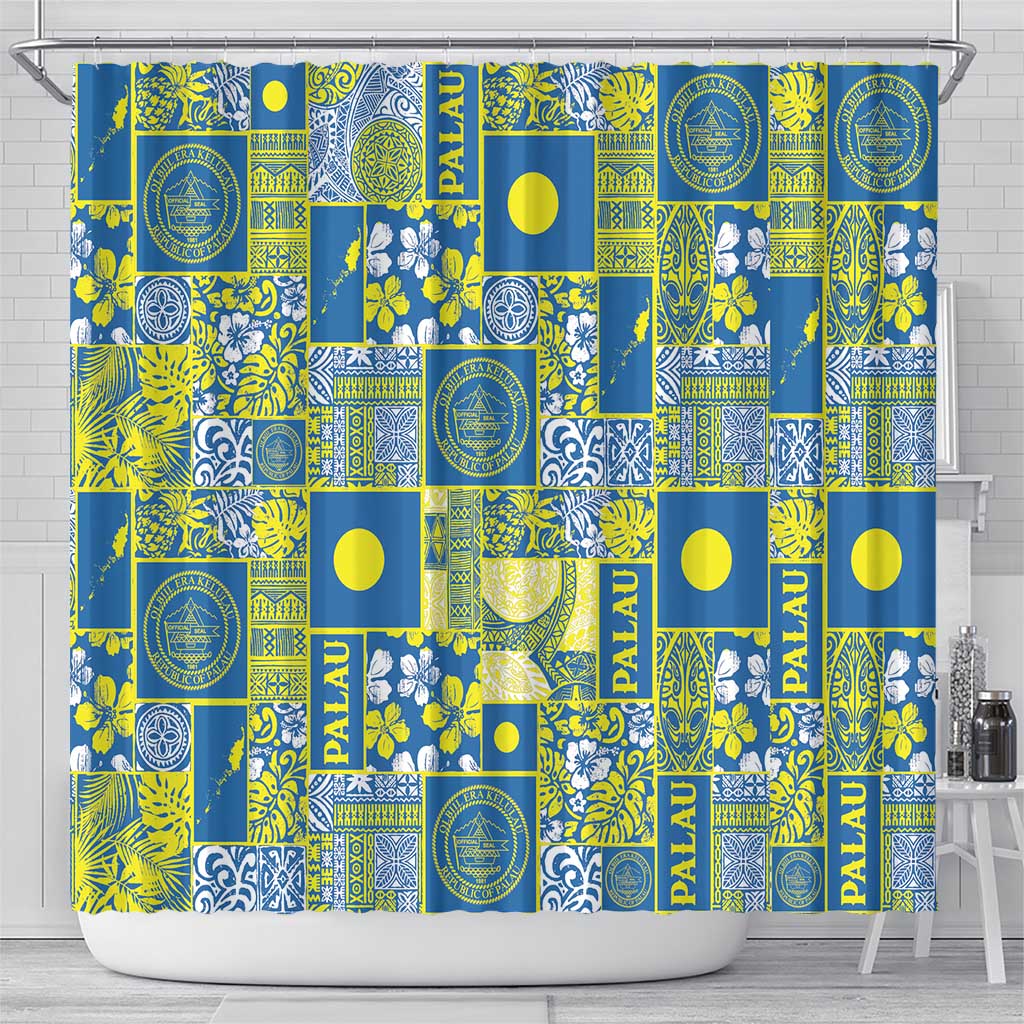 Palau Ungil Kurismas Shower Curtain Pacific Patchwork Xmas Vibes LT9 - Polynesian Pride