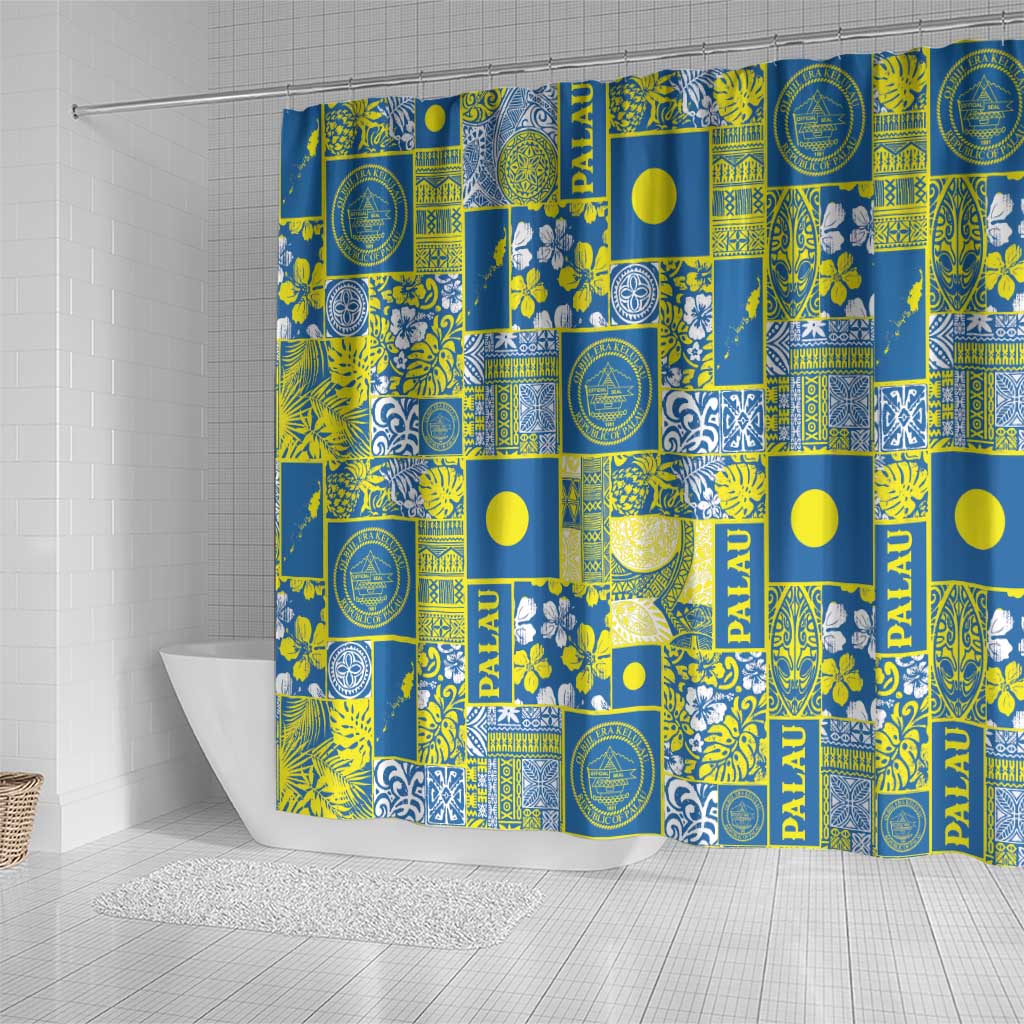 Palau Ungil Kurismas Shower Curtain Pacific Patchwork Xmas Vibes LT9 - Polynesian Pride