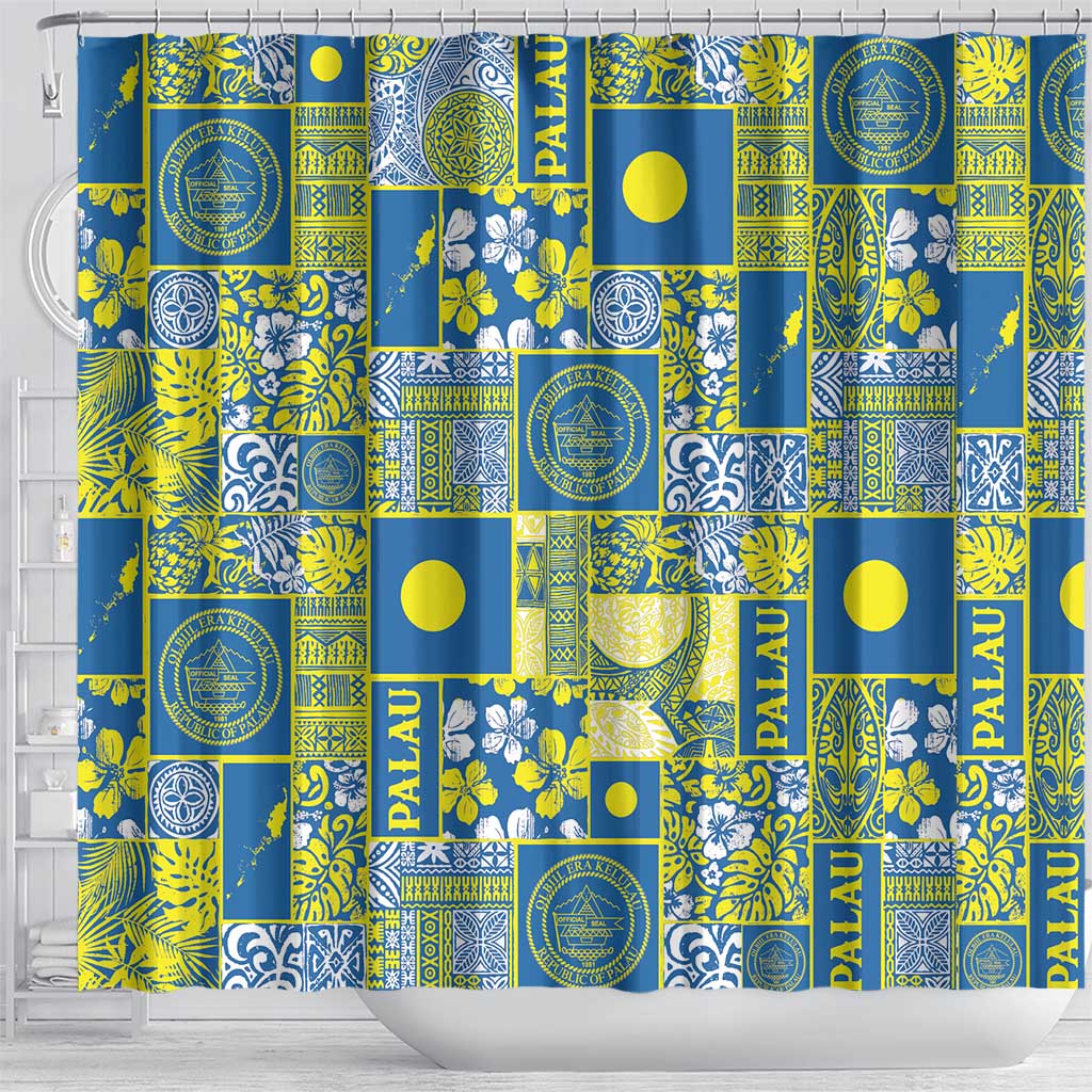 Palau Ungil Kurismas Shower Curtain Pacific Patchwork Xmas Vibes LT9 - Polynesian Pride