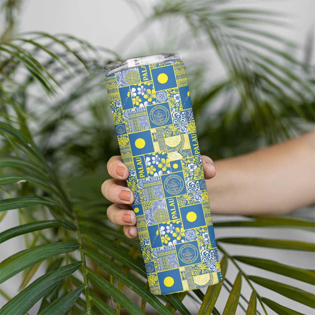 Palau Ungil Kurismas Skinny Tumbler Pacific Patchwork Xmas Vibes LT9 - Polynesian Pride