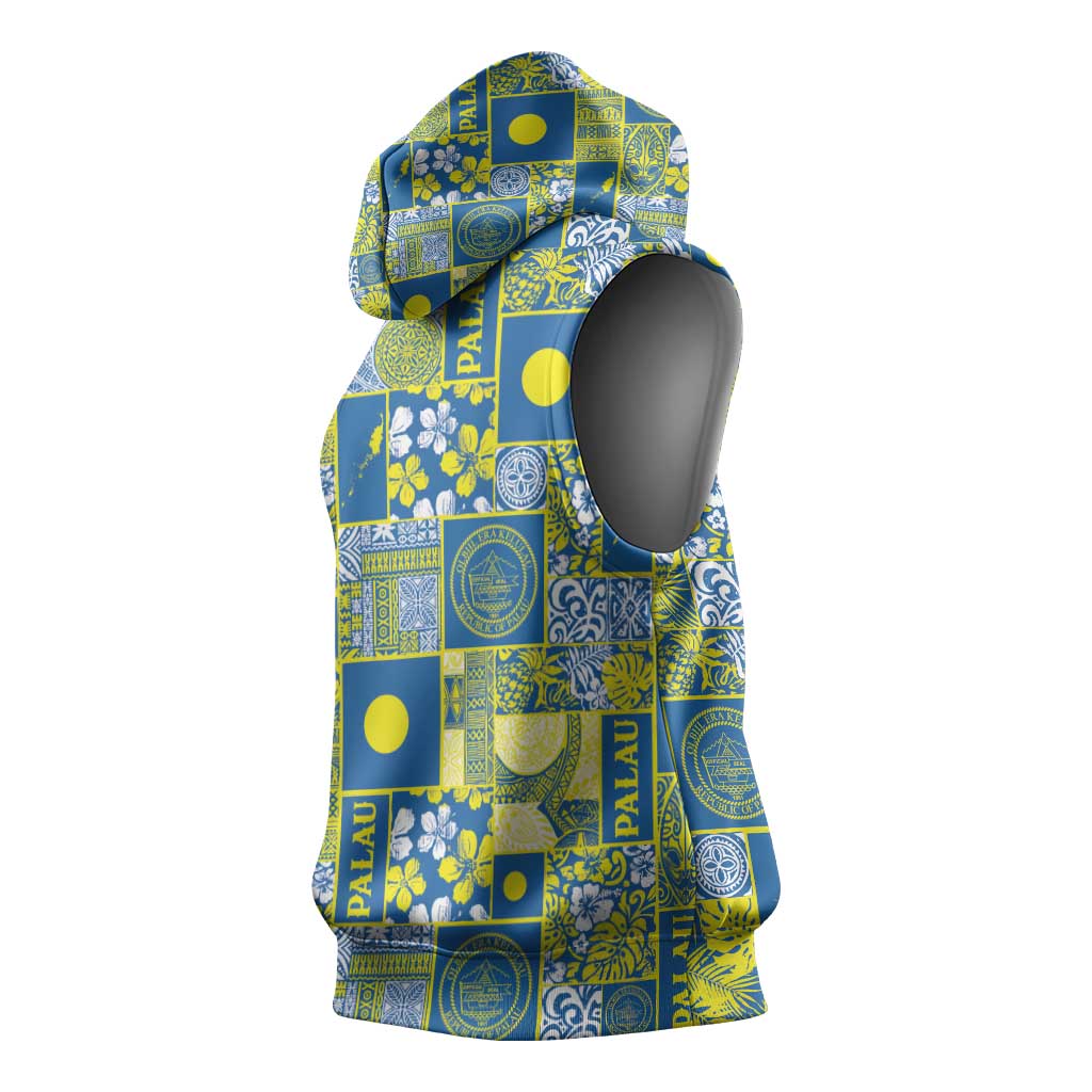 Palau Ungil Kurismas Sleeveless Hoodie Pacific Patchwork Xmas Vibes LT9 - Polynesian Pride