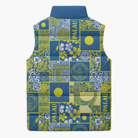Palau Ungil Kurismas Sleeveless Puffer Jacket Pacific Patchwork Xmas Vibes LT9 - Polynesian Pride