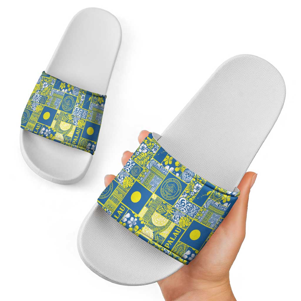 Palau Ungil Kurismas Slide Sandals Pacific Patchwork Xmas Vibes LT9 - Polynesian Pride