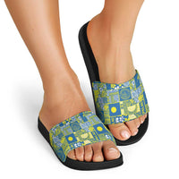 Palau Ungil Kurismas Slide Sandals Pacific Patchwork Xmas Vibes LT9 - Polynesian Pride