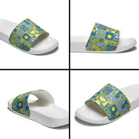 Palau Ungil Kurismas Slide Sandals Pacific Patchwork Xmas Vibes LT9 - Polynesian Pride
