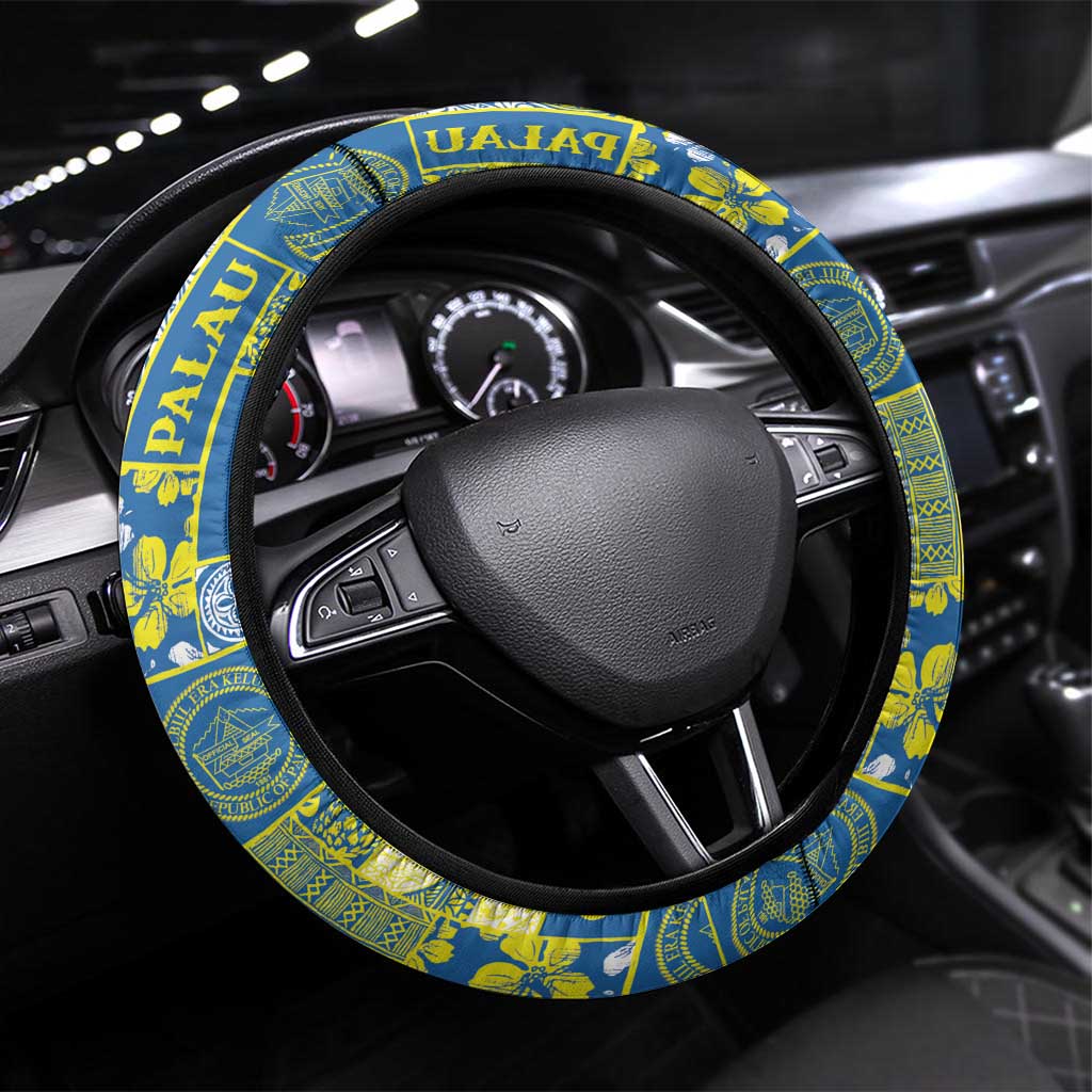 Palau Ungil Kurismas Steering Wheel Cover Pacific Patchwork Xmas Vibes LT9 Universal Fit Green - Polynesian Pride