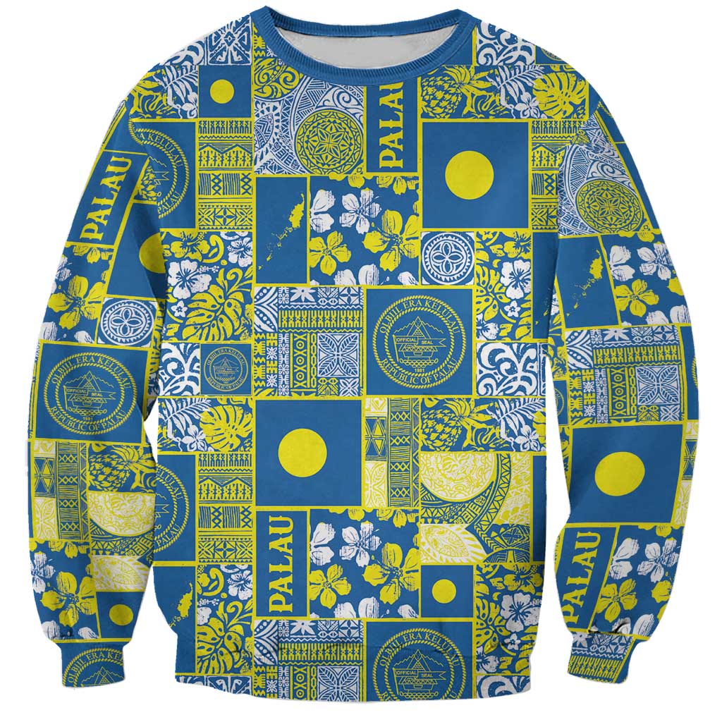 Palau Ungil Kurismas Sweatshirt Pacific Patchwork Xmas Vibes - Polynesian Pride