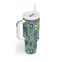 Palau Ungil Kurismas Tumbler With Handle Pacific Patchwork Xmas Vibes LT9 - Polynesian Pride
