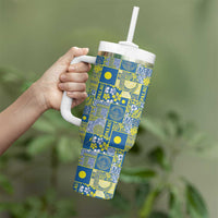 Palau Ungil Kurismas Tumbler With Handle Pacific Patchwork Xmas Vibes LT9 - Polynesian Pride