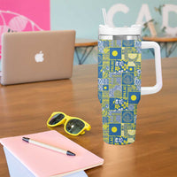Palau Ungil Kurismas Tumbler With Handle Pacific Patchwork Xmas Vibes LT9 - Polynesian Pride