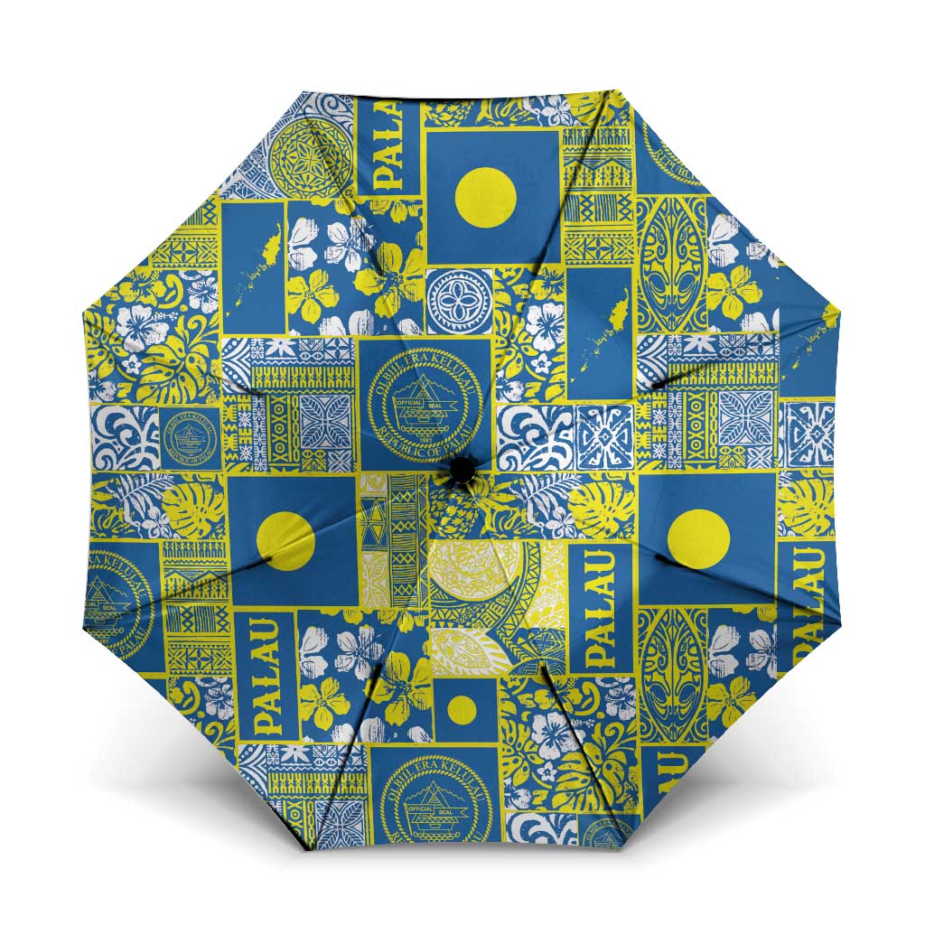 Palau Ungil Kurismas Umbrella Pacific Patchwork Xmas Vibes LT9 One Size Folded 11.42 inch Opened Diameter 37.4 inch Green - Polynesian Pride