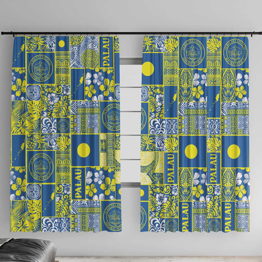 Palau Ungil Kurismas Window Curtain Pacific Patchwork Xmas Vibes LT9 With Hooks Green - Polynesian Pride