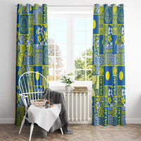 Palau Ungil Kurismas Window Curtain Pacific Patchwork Xmas Vibes LT9 - Polynesian Pride