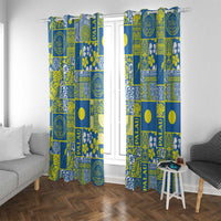 Palau Ungil Kurismas Window Curtain Pacific Patchwork Xmas Vibes LT9 With Grommets Green - Polynesian Pride