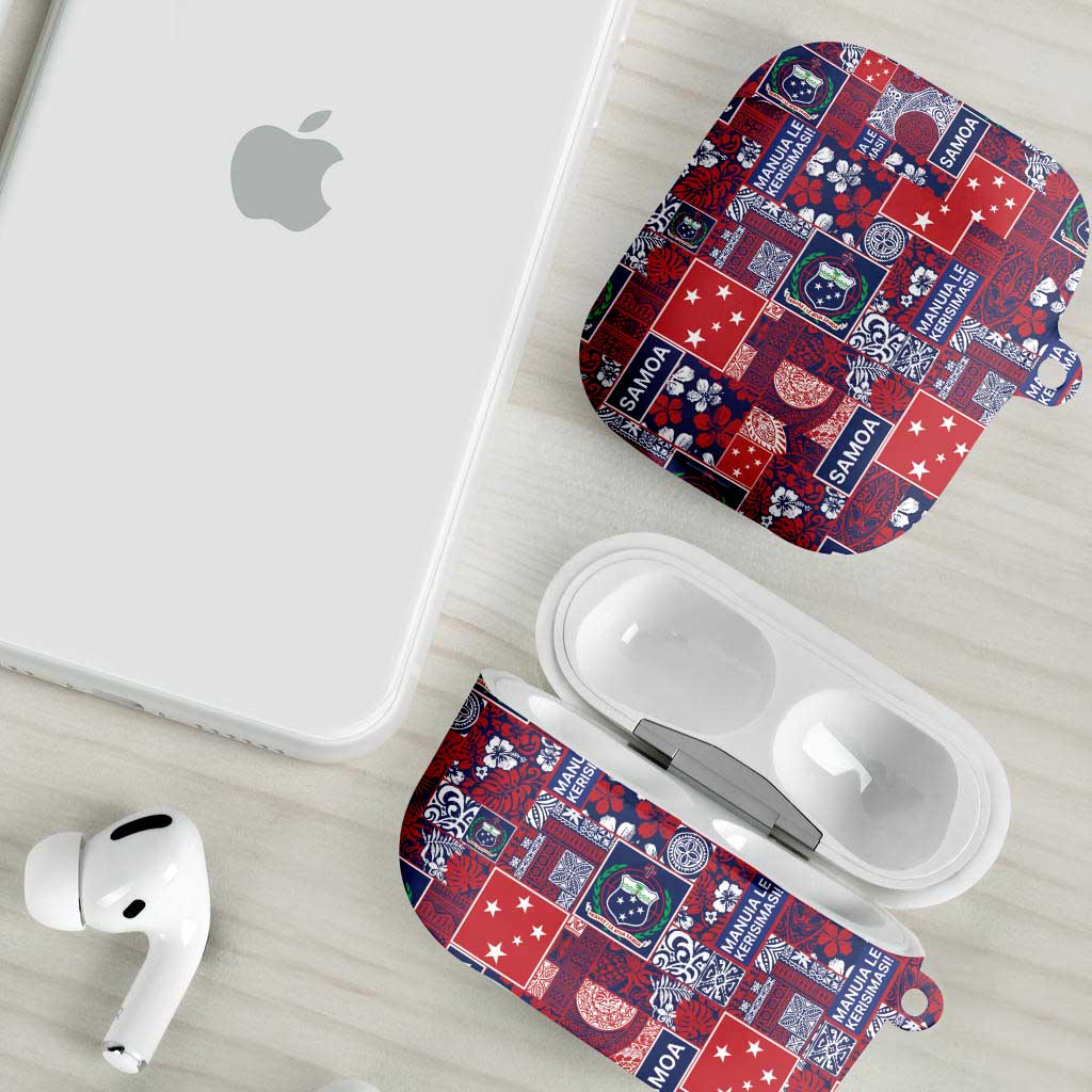 Red Samoa Manuia Le Kerisimasi AirPods Case Pacific Patchwork Xmas Vibes - Polynesian Pride