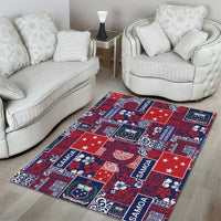 Red Samoa Manuia Le Kerisimasi Area Rug Pacific Patchwork Xmas Vibes LT9 - Polynesian Pride