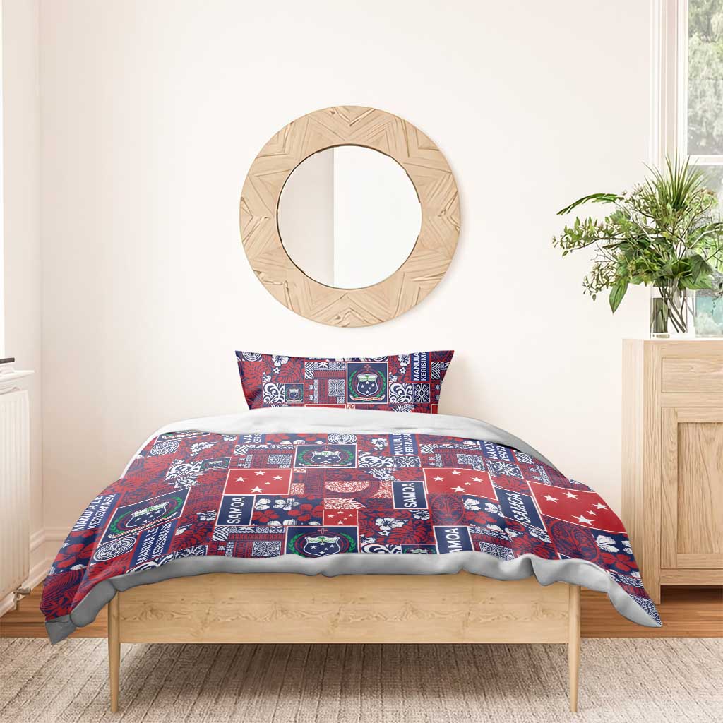 Red Samoa Manuia Le Kerisimasi Bedding Set Pacific Patchwork Xmas Vibes LT9 - Polynesian Pride