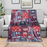 Red Samoa Manuia Le Kerisimasi Blanket Pacific Patchwork Xmas Vibes LT9 - Polynesian Pride