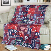 Red Samoa Manuia Le Kerisimasi Blanket Pacific Patchwork Xmas Vibes LT9 - Polynesian Pride