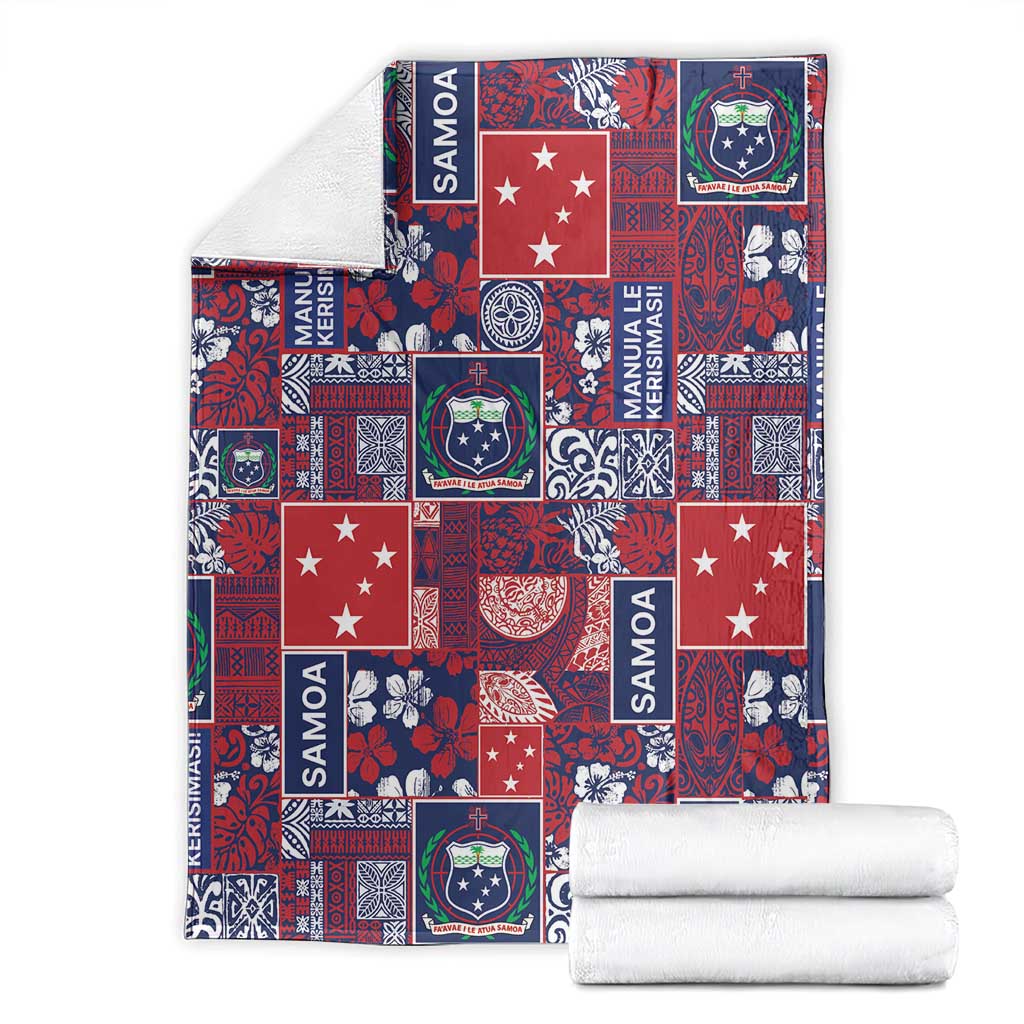Red Samoa Manuia Le Kerisimasi Blanket Pacific Patchwork Xmas Vibes LT9 - Polynesian Pride