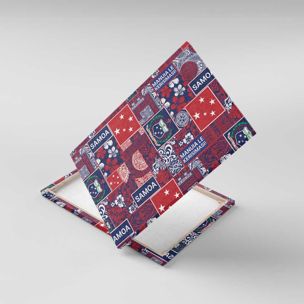 Red Samoa Manuia Le Kerisimasi Canvas Wall Art Pacific Patchwork Xmas Vibes LT9 With Frame Red - Polynesian Pride
