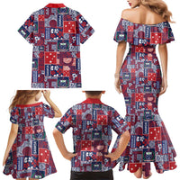 Red Samoa Manuia Le Kerisimasi Family Matching Mermaid Dress and Hawaiian Shirt Pacific Patchwork Xmas Vibes - Polynesian Pride