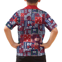 Red Samoa Manuia Le Kerisimasi Family Matching Off Shoulder Maxi Dress and Hawaiian Shirt Pacific Patchwork Xmas Vibes LT9 - Polynesian Pride