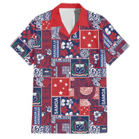 Red Samoa Manuia Le Kerisimasi Family Matching Off Shoulder Short Dress and Hawaiian Shirt Pacific Patchwork Xmas Vibes LT9 Dad's Shirt - Short Sleeve Red - Polynesian Pride