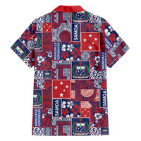 Red Samoa Manuia Le Kerisimasi Family Matching Off Shoulder Short Dress and Hawaiian Shirt Pacific Patchwork Xmas Vibes LT9 - Polynesian Pride