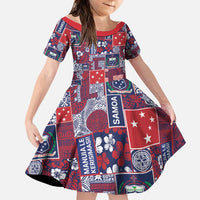 Red Samoa Manuia Le Kerisimasi Family Matching Tank Maxi Dress and Hawaiian Shirt Pacific Patchwork Xmas Vibes LT9 Daughter's Dress Red - Polynesian Pride