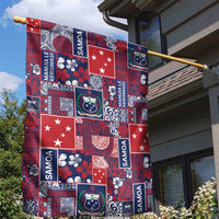 Red Samoa Manuia Le Kerisimasi Garden Flag Pacific Patchwork Xmas Vibes LT9 - Polynesian Pride