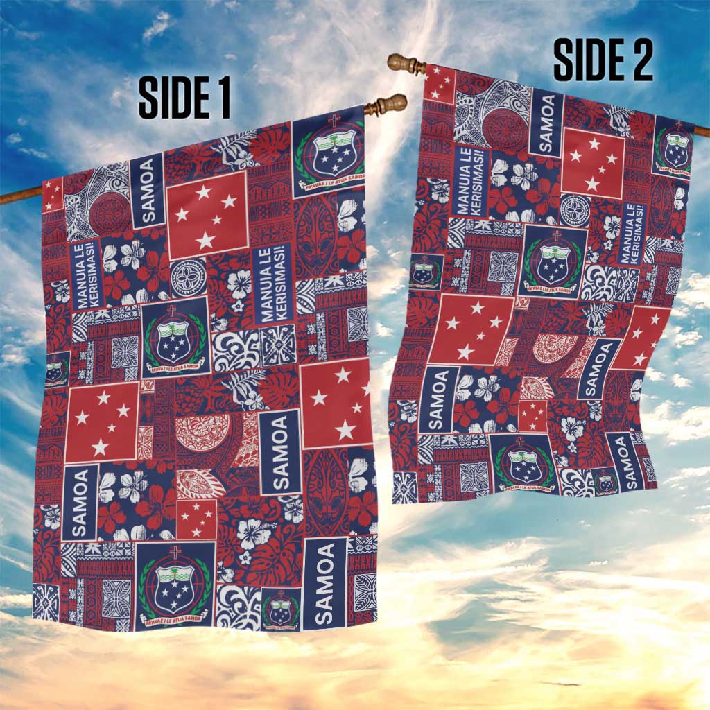 Red Samoa Manuia Le Kerisimasi Garden Flag Pacific Patchwork Xmas Vibes LT9 - Polynesian Pride