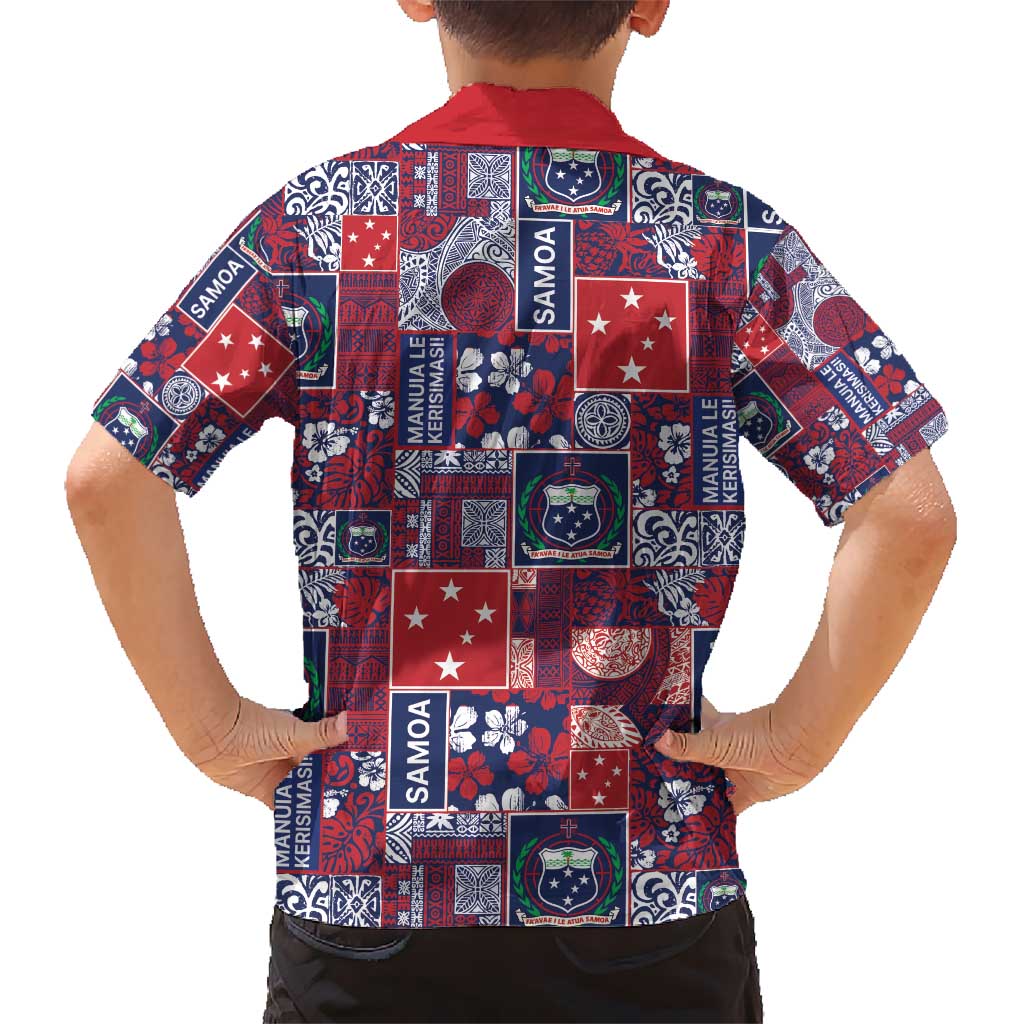 Red Samoa Manuia Le Kerisimasi Hawaiian Shirt Pacific Patchwork Xmas Vibes - Polynesian Pride
