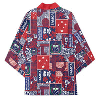 Red Samoa Manuia Le Kerisimasi Kimono Pacific Patchwork Xmas Vibes - Polynesian Pride