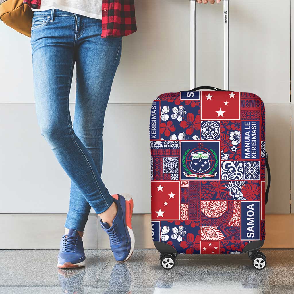 Red Samoa Manuia Le Kerisimasi Luggage Cover Pacific Patchwork Xmas Vibes LT9 - Polynesian Pride