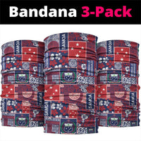 Red Samoa Manuia Le Kerisimasi Neck Gaiter Pacific Patchwork Xmas Vibes - Polynesian Pride