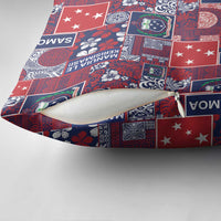 Red Samoa Manuia Le Kerisimasi Pillow Cover Pacific Patchwork Xmas Vibes - Polynesian Pride