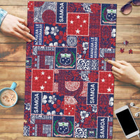 Red Samoa Manuia Le Kerisimasi Puzzle Pacific Patchwork Xmas Vibes - Polynesian Pride