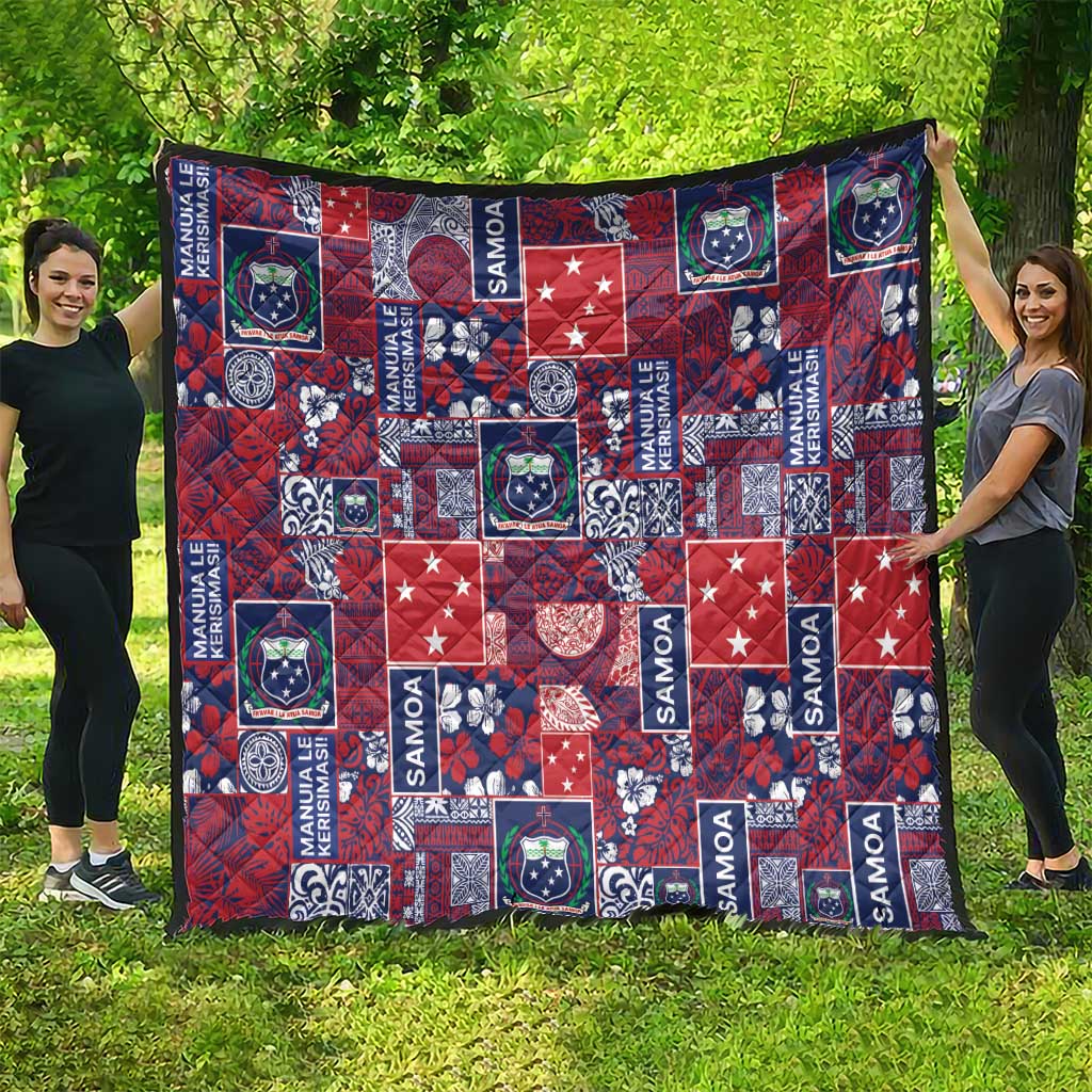 Red Samoa Manuia Le Kerisimasi Quilt Pacific Patchwork Xmas Vibes LT9 - Polynesian Pride