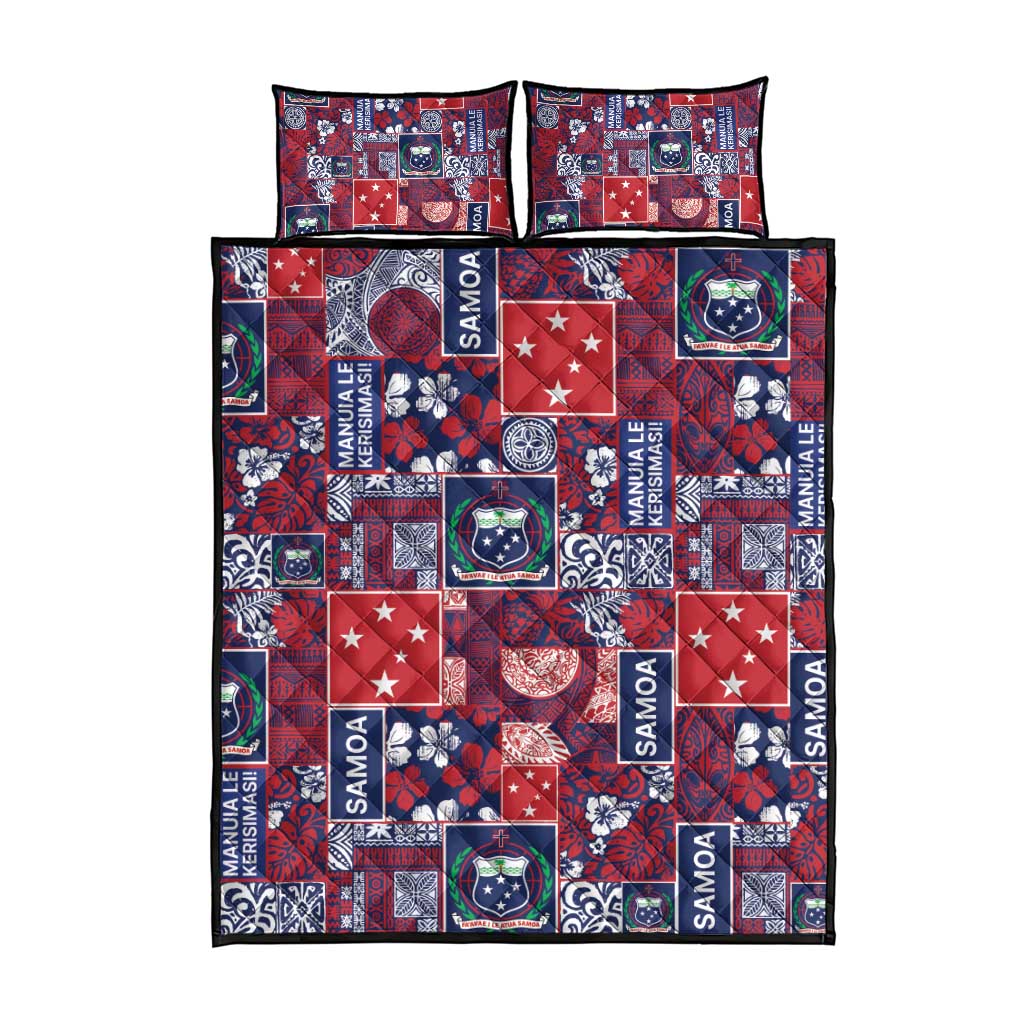 Red Samoa Manuia Le Kerisimasi Quilt Bed Set Pacific Patchwork Xmas Vibes LT9 - Polynesian Pride