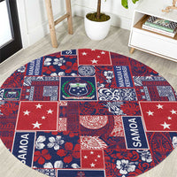 Red Samoa Manuia Le Kerisimasi Round Carpet Pacific Patchwork Xmas Vibes LT9 Red - Polynesian Pride