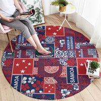 Red Samoa Manuia Le Kerisimasi Round Carpet Pacific Patchwork Xmas Vibes LT9 - Polynesian Pride