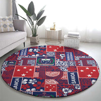 Red Samoa Manuia Le Kerisimasi Round Carpet Pacific Patchwork Xmas Vibes LT9 - Polynesian Pride