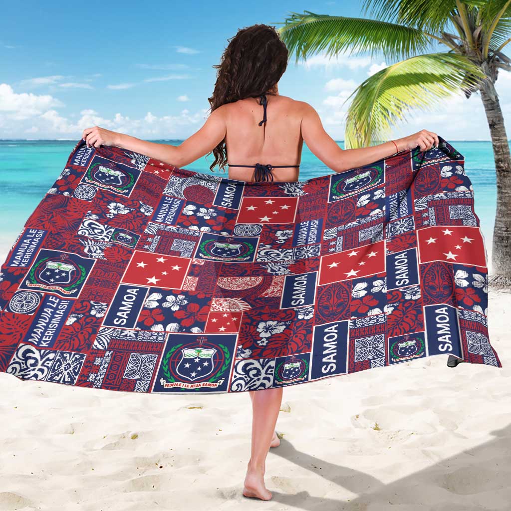 Red Samoa Manuia Le Kerisimasi Sarong Pacific Patchwork Xmas Vibes LT9 - Polynesian Pride