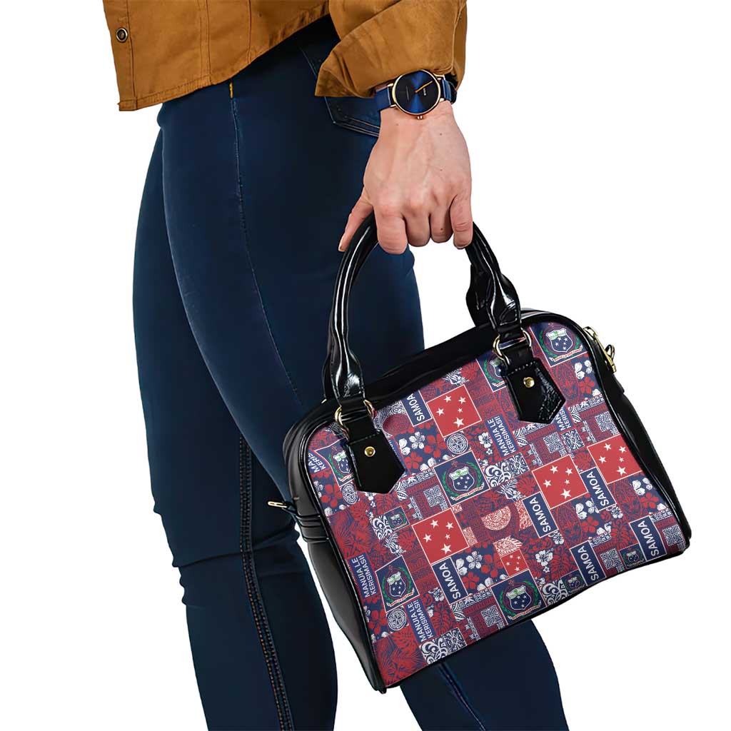 Red Samoa Manuia Le Kerisimasi Shoulder Handbag Pacific Patchwork Xmas Vibes LT9 - Polynesian Pride