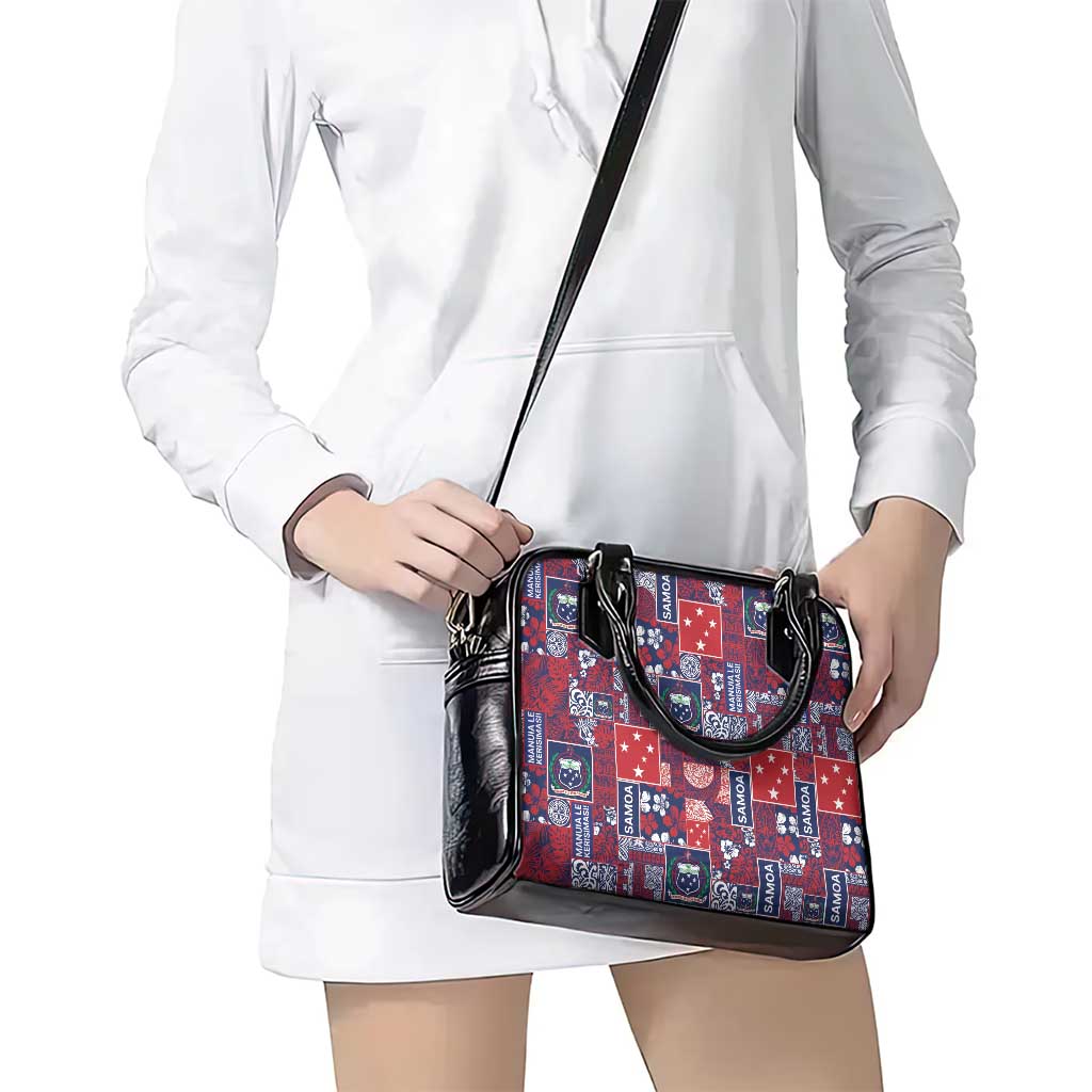 Red Samoa Manuia Le Kerisimasi Shoulder Handbag Pacific Patchwork Xmas Vibes LT9 - Polynesian Pride