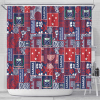 Red Samoa Manuia Le Kerisimasi Shower Curtain Pacific Patchwork Xmas Vibes LT9 - Polynesian Pride