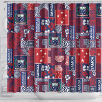 Red Samoa Manuia Le Kerisimasi Shower Curtain Pacific Patchwork Xmas Vibes LT9 - Polynesian Pride