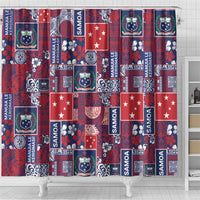 Red Samoa Manuia Le Kerisimasi Shower Curtain Pacific Patchwork Xmas Vibes LT9 - Polynesian Pride